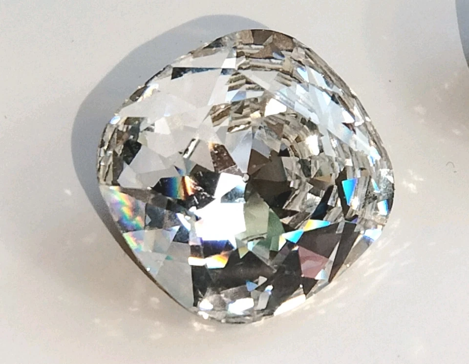 SWAROVSKI® 4470 (14mm) 2 Piece Clear Crystal Cushion Cut Stones-GF Back-RARE  - Image 1 of 4