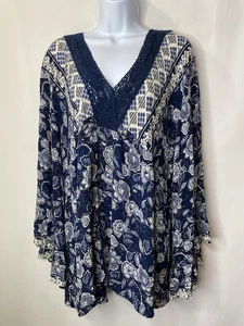 Womens Oversized Peasant Top Size 2X Boho Flutter Sleeve Cottagecore Scandi Chic - Picture 1 of 12