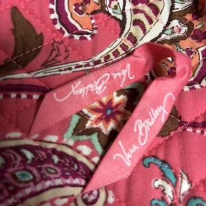 1 Vera Bradley Zipper Pull Replacement Melon Coral Ribbon White Letters Used *** - Picture 1 of 3