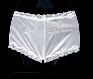 "Just Married" Silk Shorts for Bride Wedding Bridal Lingerie Bachelorette Gift - Picture 1 of 2