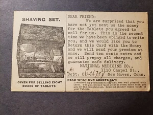 SHAVING SET 1908 Ad Postal History Cover NATIONAL MEDICINE Co, New Haven, CT - Picture 1 of 2