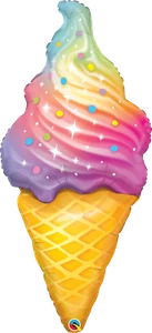 Qualatex Supershape Rainbow Swirl Ice Cream 45‘’ Foil Balloon Fast Delivery - Picture 1 of 1