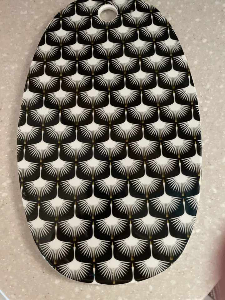 Сырная доска Trivet ар-деко фарфора летающие краны лебеди Fiesta черный белый ** - Изображение 1 из 2