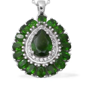Russisches Chromdiopsid, Zirkon 5,14 ctw Anhänger Halskette 18 Zoll Geschenk grüne Mutter - Bild 1 von 5