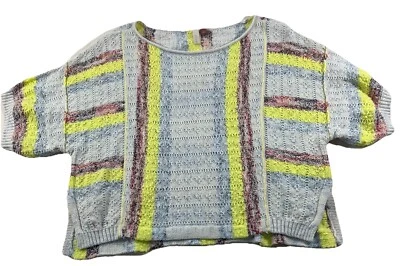 Anthropologie Pilcro Sz S Beachside Crop Sweater Striped Boho Short Sleeve - Image 1 of 4