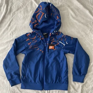 Nike Boys Windrunner Full Zip Hoodie Hooded Just Do It Blue Jacket Boys XS - Picture 1 of 7