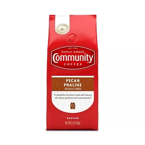 Community Coffee Pecan Praliné saborizado 12 onzas, café molido tostado medio - Picture 1 of 1