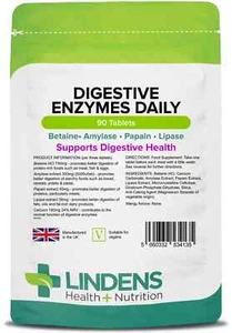 Digestive Enzymes Daily 90 tablets Lindens UK - Picture 1 of 6