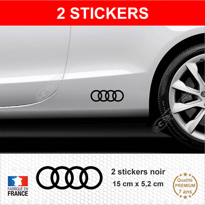 2 Stickers ANNEAUX AUDI Noir Autocollants Adhésifs Bas De Caisse Compatible • 4.95€