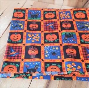 Halloween Calabazas Gato Araña Murciélagos Naranja Negro TELA pieza 19" x 44" ancho NUEVO - Imagen 1 de 1