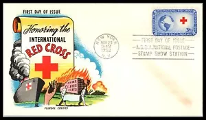 1952 International Red Cross 3c Sc 1016 slogan FDC with Fluegel cachet (H14 - Picture 1 of 1