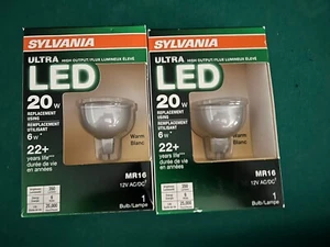 SET OF 2 NEW IN BOX SYLVANIA LED 20MR16/NSP8 WARM 22 Year Light Bulb Dimmable - Picture 1 of 5