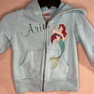 Disney Store Little Mermaid Ariel Girl's Sweatshirt Zip Jacket Hoodie XS Sz 4 - Picture 1 of 5