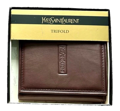 New Yves Saint Laurent - Men's Trifold Brown Leather Wallet - w/o tag - Image 1 of 4