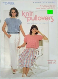 VTG Leisure Arts KNIT PULLOVERS Knitting Pattern Book Leaflet #357 - Picture 1 of 2