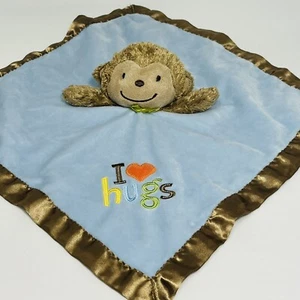 Carters Just One You Monkey Lovey Blue I Heart Hugs Brown Satin 15” - Picture 1 of 7