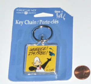 OPUS N' BILL WHEEEE! I'M FREE! KEYCHAIN -1996, AMERICAN GREETINGS/BERKELEY -NOS - Picture 1 of 2