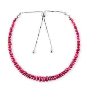 AA+ Premium Mozambique Ruby Beads Adjustable Slider Bolo Bracelet In 925 SilverE - Picture 1 of 5