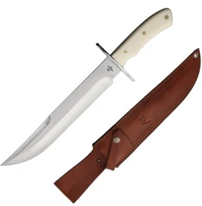 Katz Alamo Bowie Fixed Knife 10" XT-75 Steel Full Blade White Micarta Handle - Picture 1 of 11