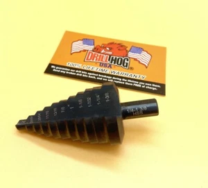 Drill Hog® Step Drill Bit 1/4-1-3/8 Multi UniBit Pig Steel M60 Lifetime Warranty - Picture 1 of 6