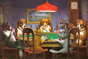 Cassius Coolidge - A Friend in Need, Dogs Playing Poker, Cheating 1903 - 17"x22" - Picture 1 of 1