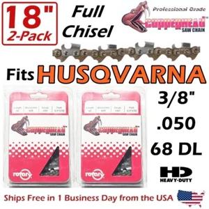 COPPERHEAD 2-Pack 18" PRO Saw Chains HUSQVARNA 455 460 RANCHER - 3/8 .050 68 DL - Picture 1 of 10