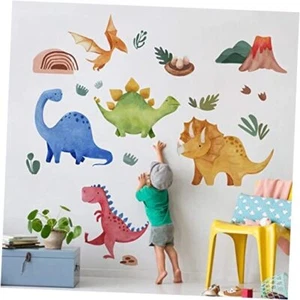 Baby Dinosaur Wall Decals Stickers, Dino Volcano Cave Neutral Dinosaur 1 - Picture 1 of 7