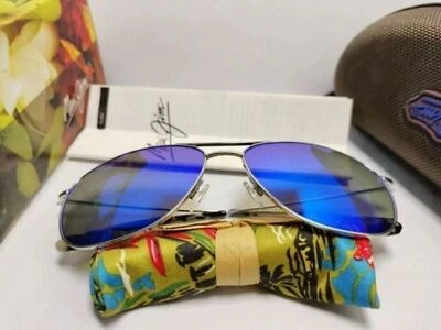 Maui Jim Cliff House男式太阳镜带银色镜框蓝色镜片B247-17 — 第 1/4 张图片