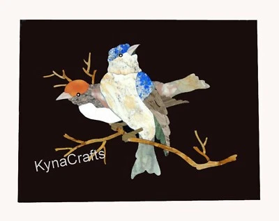 Wall Scenery with Pietra Dura Art Rectangle Marble Coffee Table Top for Office - Image 1 of 4