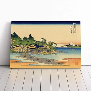 Stampa poster incorniciato su tela Hokusai giapponese asiatico Enoshima arte da parete immagine - Foto 1 di 7