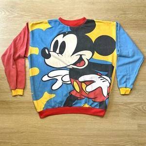 Vtg Mickey Mouse Disney Sweatshirt M/L Mickey & Co Color Block Pullover 90s EUC - Picture 1 of 8