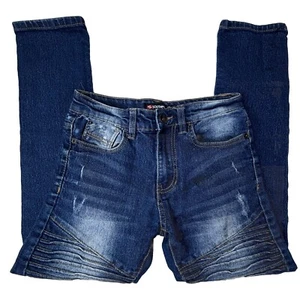 Southpole Big Boys 10 Destructed Ripped Moto Jeans 20325-3115 Ice Blue EUC - Picture 1 of 9