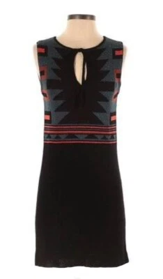 RACHEL ROY Women’s Size S Geometric/Aztec Pattern Sleeveless Black Knit Dress - Image 1 of 4