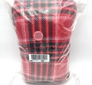 Victoria's Secret Plush Cozy Fleece Throw Blanket Red Plaid One Side Sherpa - Picture 1 of 2