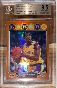 Pop 2💎2008-09 MAGIC JOHNSON /499 TOPPS CHROME ORANGE GOLD REFRACTOR 171 BGS 9.5 - Picture 1 of 12