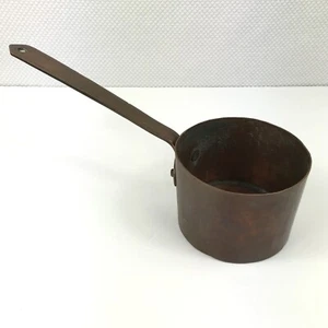 Antique Primitive Hand Wrought Copper Long Handle Sauce Pan - Picture 1 of 13