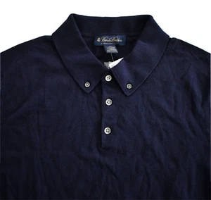 New BROOKS BROTHERS Navy COTTON SILK CASHMERE Knit Short-Sleeve POLO Pullover XL - Picture 1 of 6