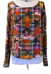 Blusa Vivienne Westwood Cuadros Tartán Manga Larga Sea Monster Talla 48 UK 14 - Imagen 1 de 23