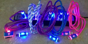 FLASH LED BRAIDED LIGHT-UP Data Cable charger MICRO USB FOR Samsung galaxy s3 s4 - Picture 1 of 5