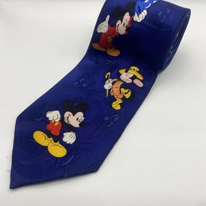 90s DISNEYLAND Resorts Mickey Steamboat Willie Fantasia Dancing Theme Tie Silk - Picture 1 of 7