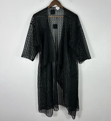LuLaRoe Kimono Cardigan L Black Sheer Lace Open Front Boho Festival Witchy Layer - Image 1 of 4