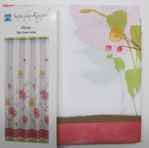 Floral Garden Bath ALYSSA Shower Curtain & Hooks with Watercolor Peach Blossoms - Picture 1 of 6