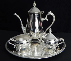 INTERNATIONAL SILVER CO. 4pc SILVER PLATED COFFEE TEA SET SERVER NEW BOXED - Picture 1 of 24