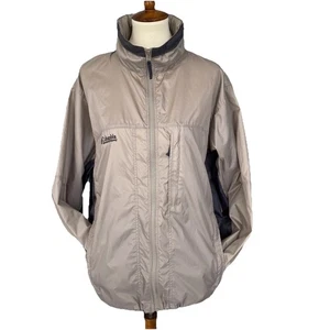 Columbia Hombres L Chaqueta Cortavientos Con Capucha Nylon Gris Beige Embalable Cremallera Completa - Imagen 1 de 11