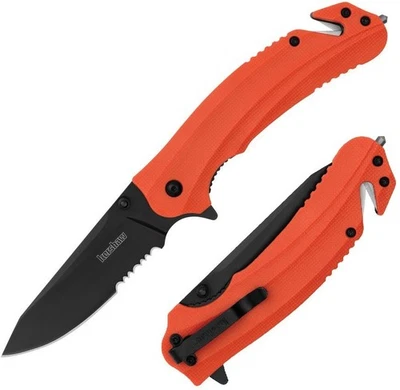 Kershaw Barricade Folding Knife 3.5″ 8Cr13MoV Steel Blade Orange GRN Handle