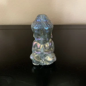 3,5 Zoll chinesischer Buddhismus natürlicher Quarzkristall geschnitzt sitzender Shakyamuni Buddha Statue - Bild 1 von 7