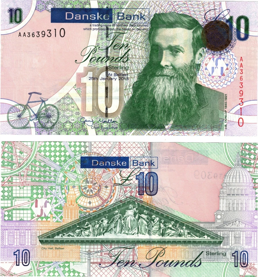 2013 Ireland Northern Danske Bank 10 Pounds Banknote UNC P212a - Image 1 of 1