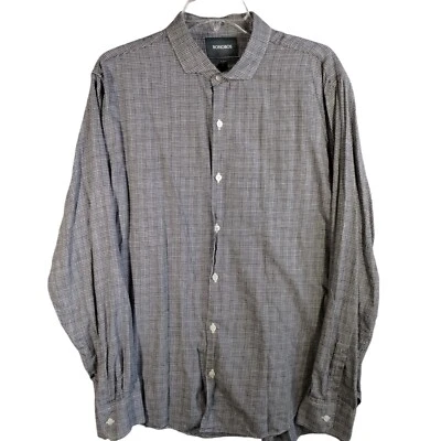 Camisa XL para hombre BONOBOS negra blanca pata de gallo a cuadros vestido con botones calce ajustado Foto 1 de 4