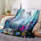 Under the Sea Seaweed Fish Blue Dolphin Throw Blanket for Couch Bed Sofa Office