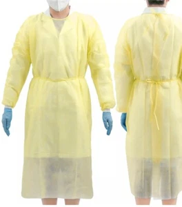 Yellow Isolation Gown PP -Pack of 10 (1Bag) - Picture 1 of 4